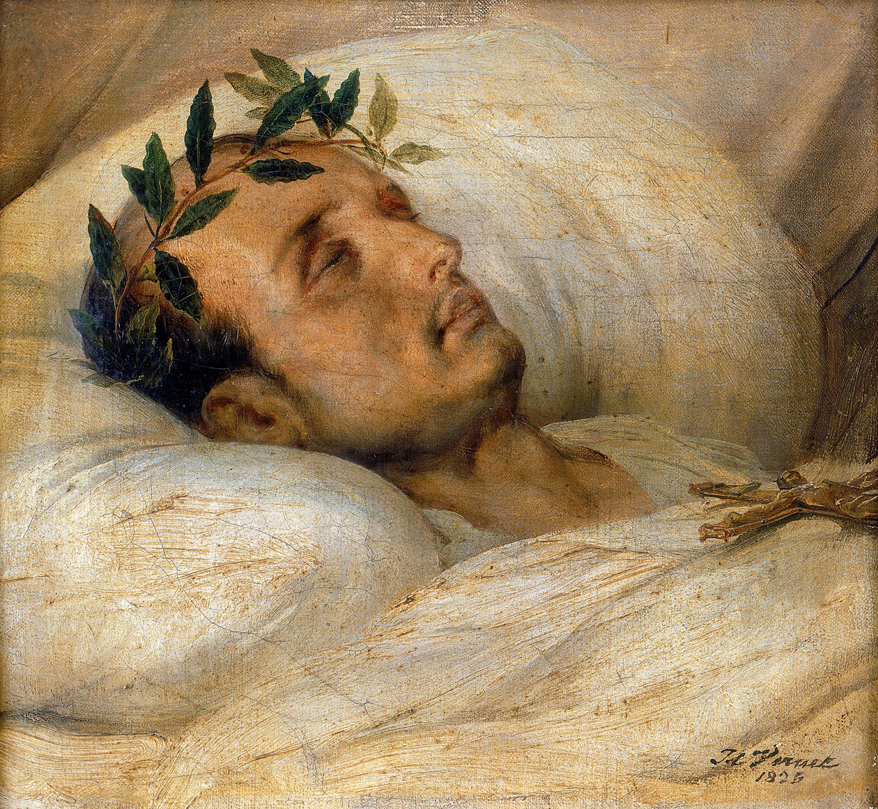 Napoleon op zijn sterfbed, mei 1821 door Emile Jean Horace Vernet