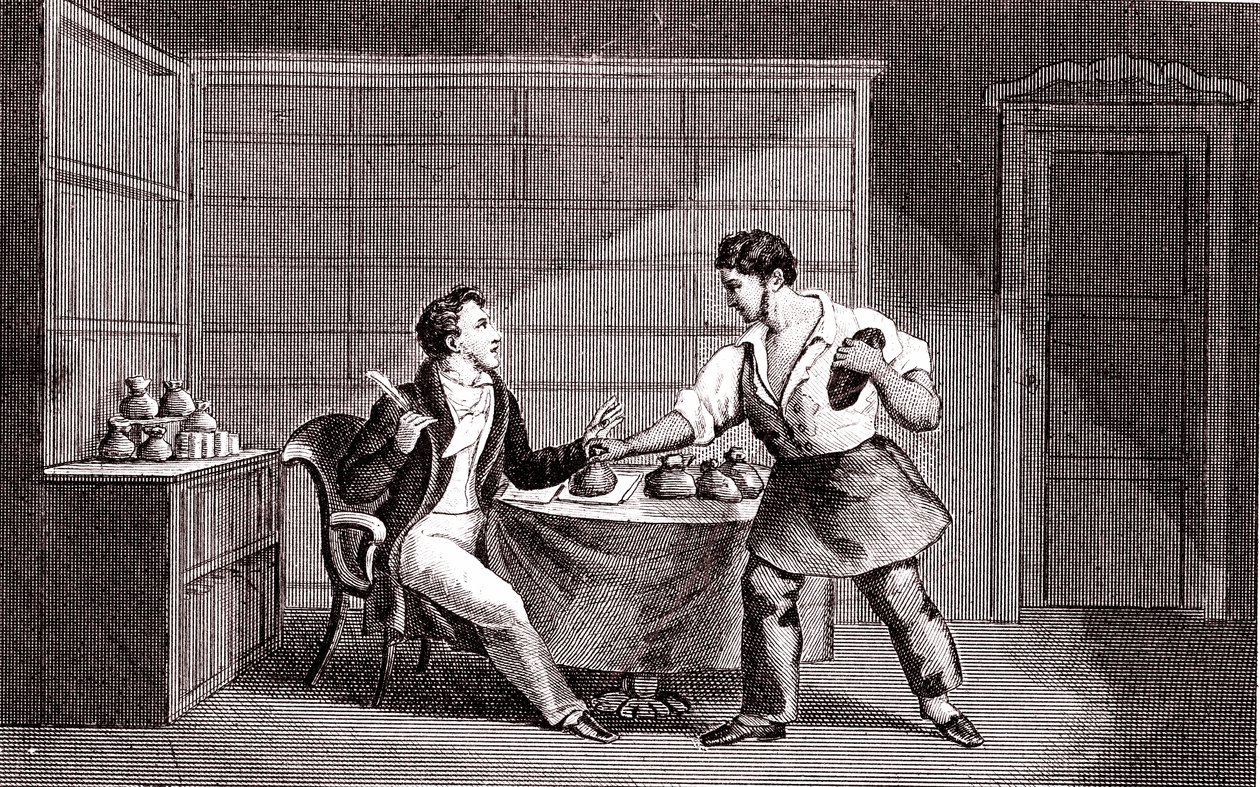 De schoenlapper en de financier, Fabel van La Fontaine door Emile Joseph Alexandre Gouget