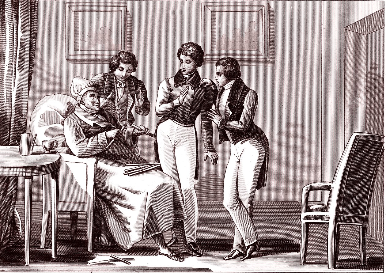 De oude man en de zonen, Fabel van La Fontaine door Emile Joseph Alexandre Gouget