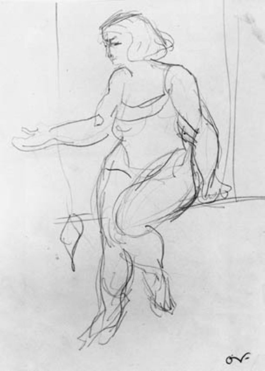 Vrouwelijke acrobaat, zittend in trapeze door Emile Othon Friesz