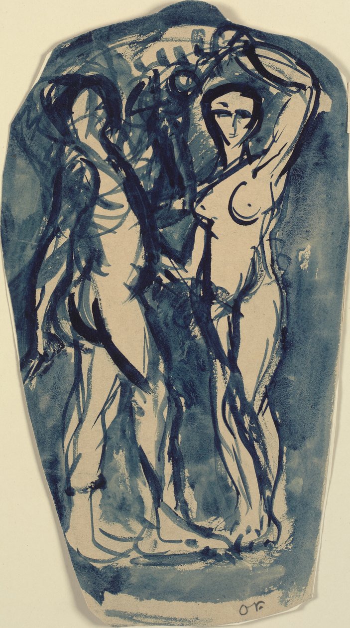Twee staande, naakte figuren (Adam en Eva?) door Emile Othon Friesz