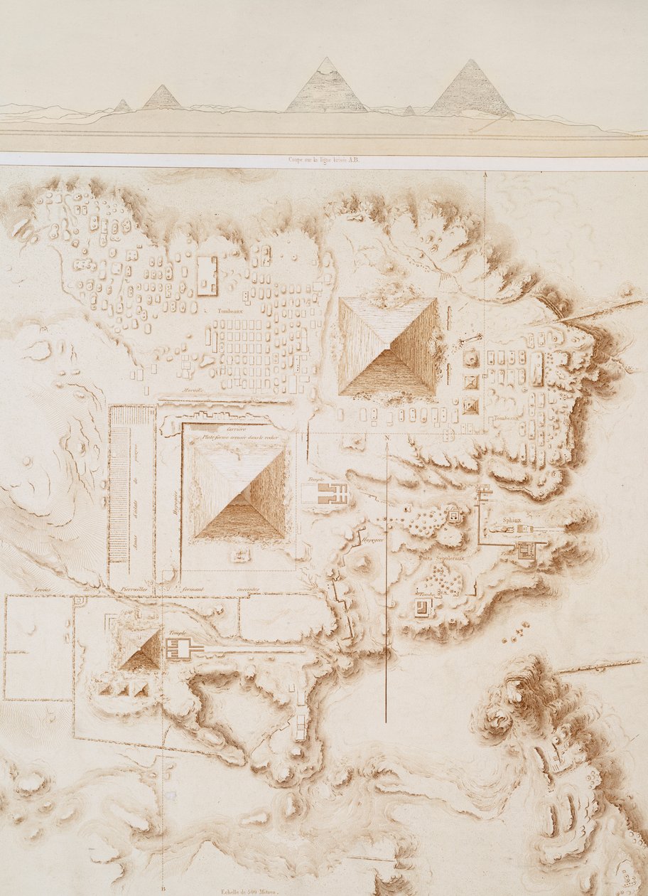 Plan van een deel van de Memphis necropolis, Giza Plateau door Emile Prisse dAvennes