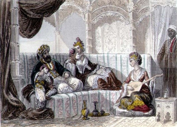 Interieur met een Bey en zijn familie, uit 