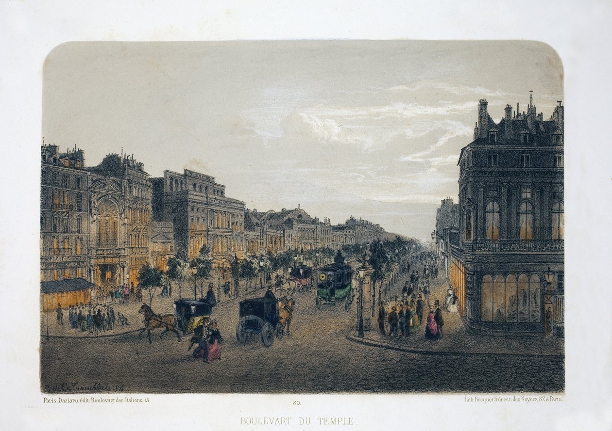 Boulevard du Temple, Parijs door Emile de la Tramblais