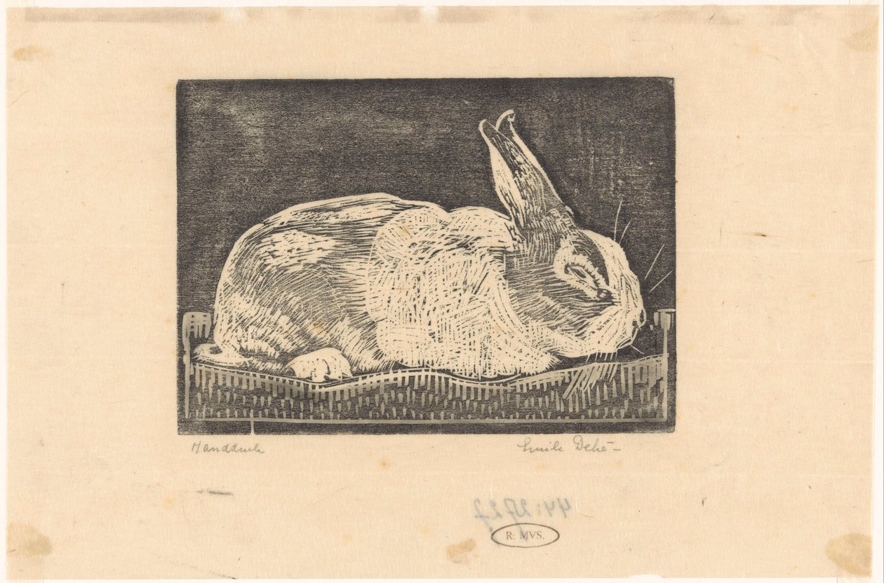 Konijn door Emilius Wilhelmus Dehé (signed by artist)