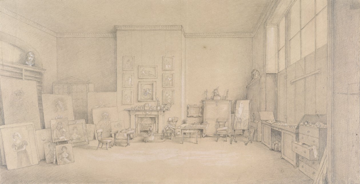 Studio van Sir Thomas Lawrence; 65 Russell Square, Londen, 1824 door Emily Calmady