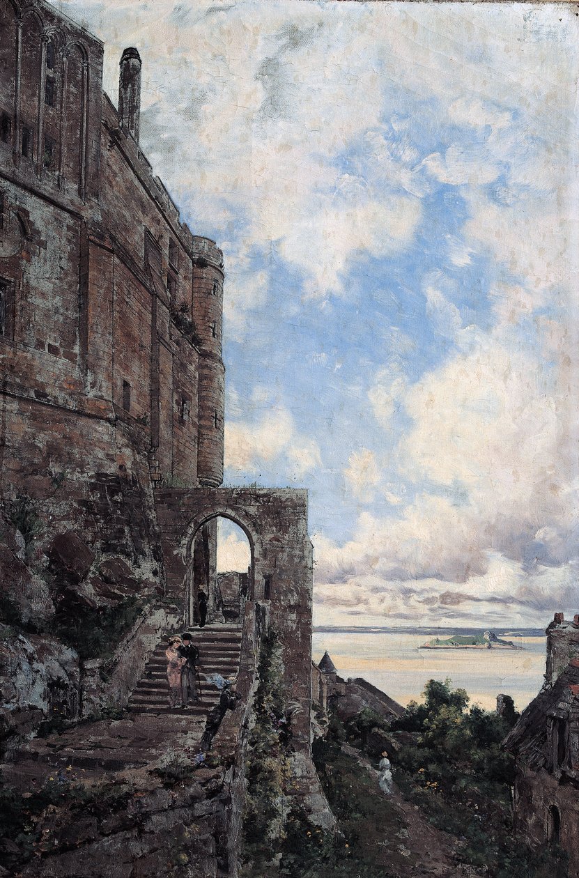 Mont Saint-Michel. Westelijke poort naar de Barbican bij Châtelet door Emmanuel Lansyer
