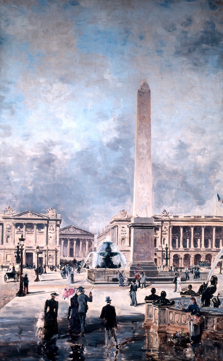 Obelisk van Luxor en de Place de la Concorde, 1891 door Emmanuel Lansyer