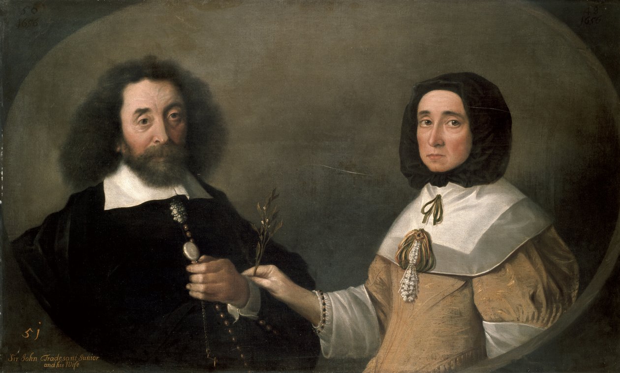 John Tradescant de Jongere en Hester, zijn tweede vrouw door Emmanuel de Critz
