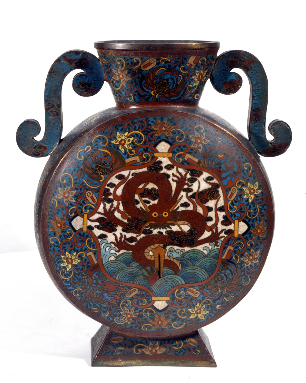 Chinese vaas in cloisonné-email, Manchou-periode door Empress Cixi Manchu Chinese