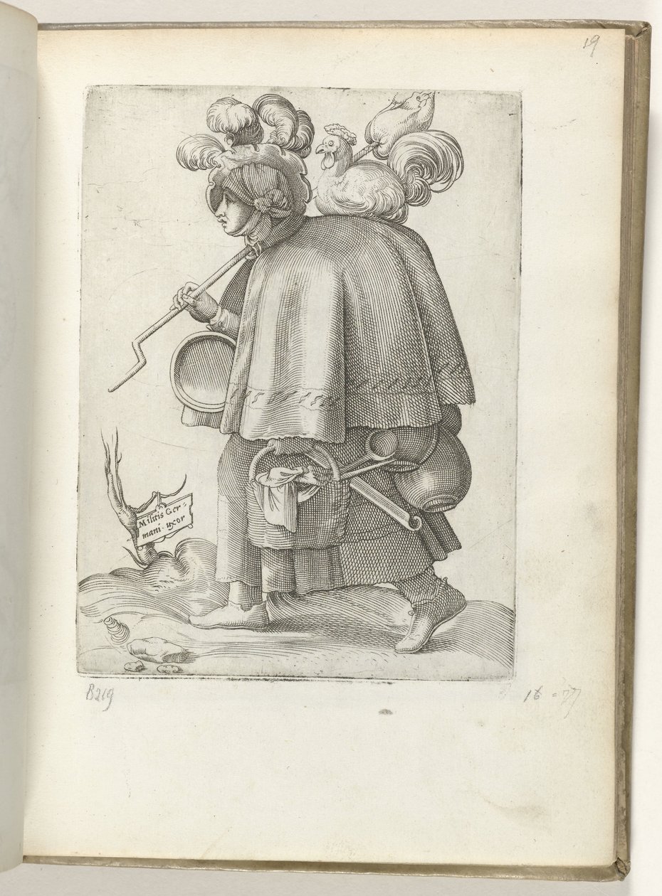 Duitse soldatenvrouw, gekleed volgens de mode van ca. 1550 door Enea Vico