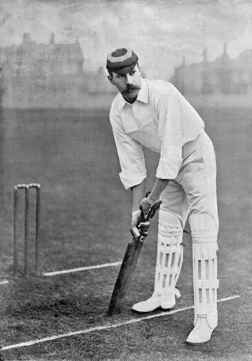 A.E. Stoddart, uit Beroemde Cricketspelers en Cricketvelden, gepubliceerd door Hudson en Kearns, 1895 door English Photographer