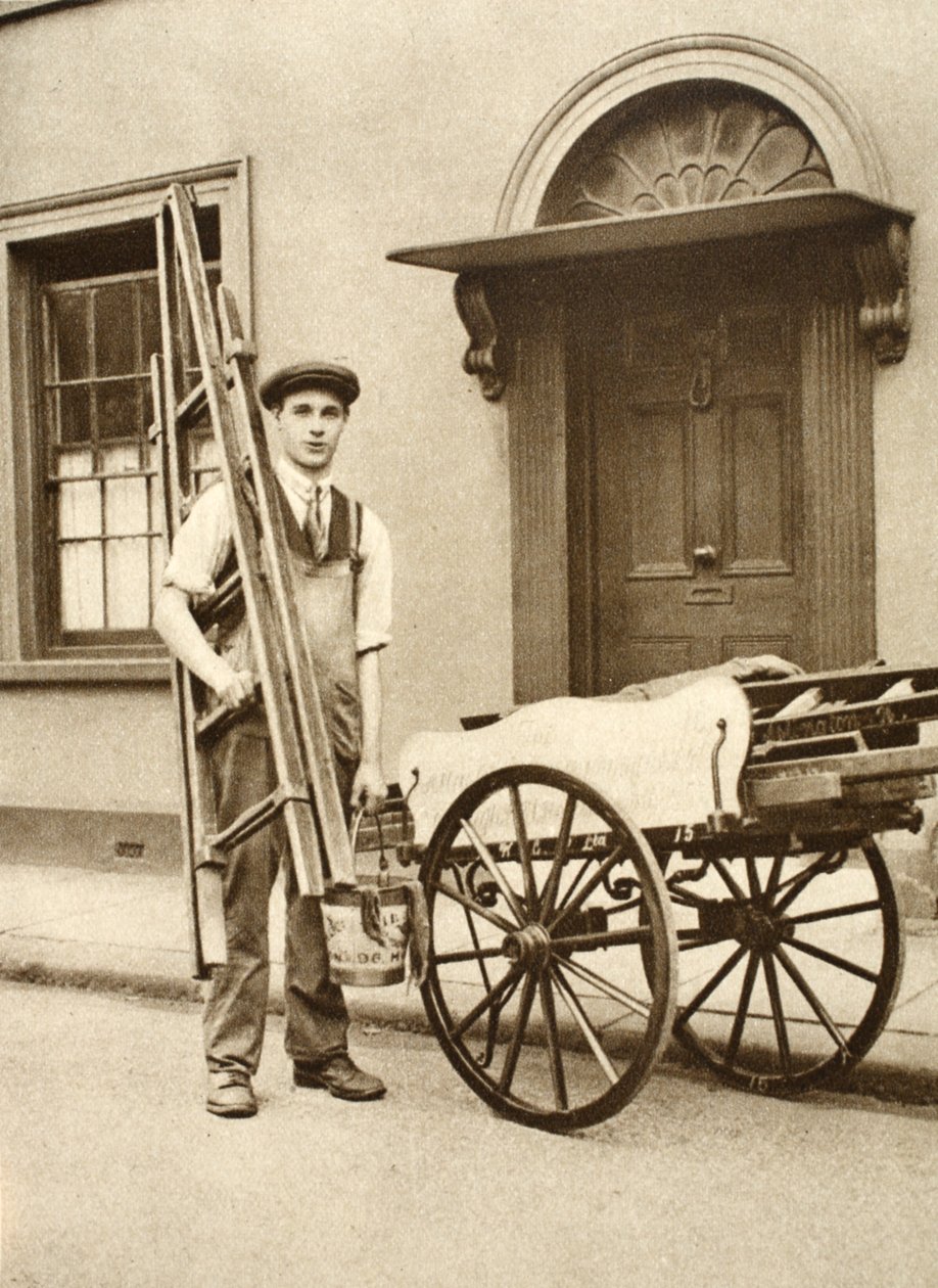Een glazenwasser uit Islington, uit Wonderful London, gepubliceerd 1926-27 door English Photographer
