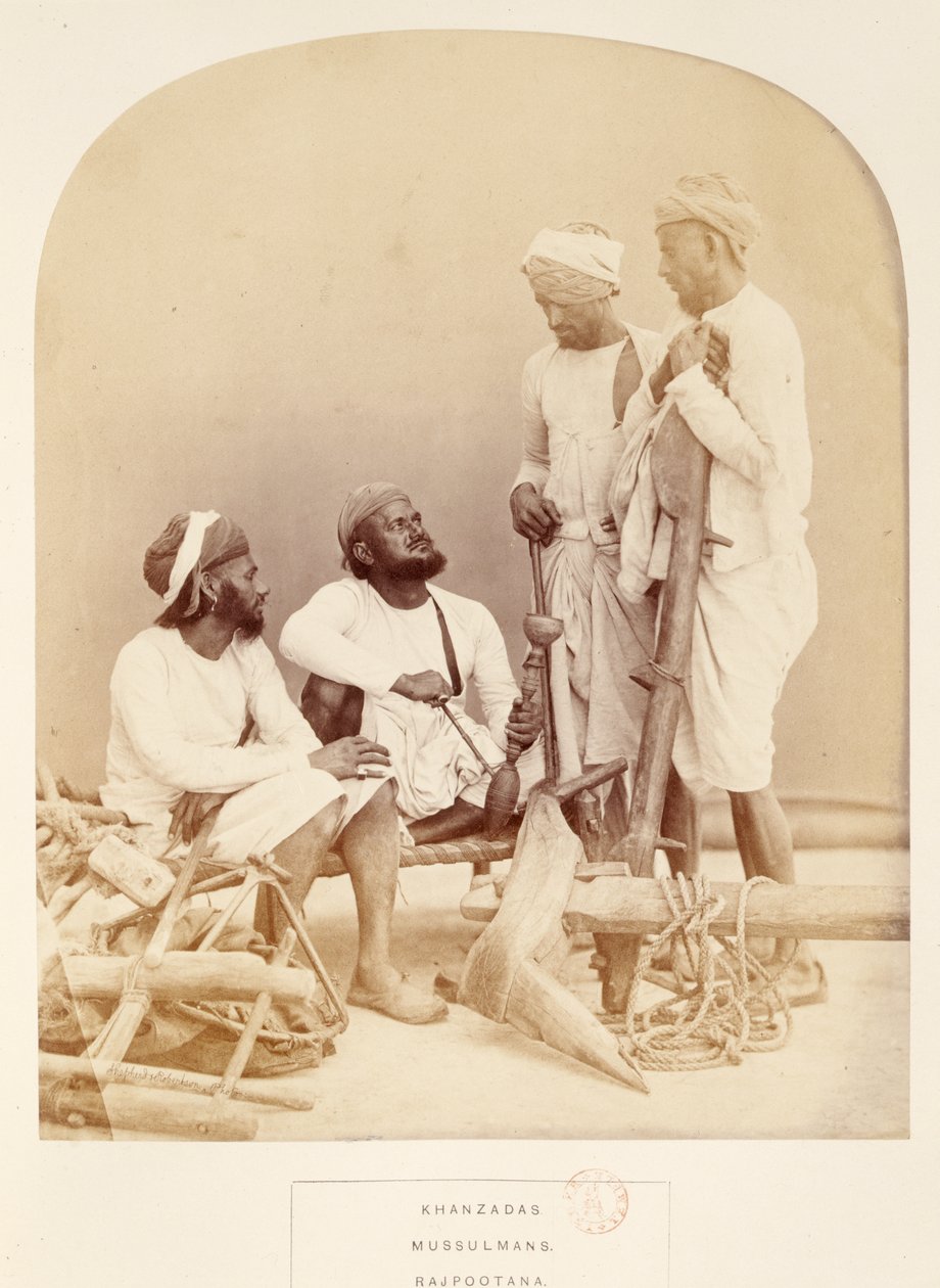 Khanzadas, Moslims, Rajpootana, uit Het Volk van India, door J. Forbes Watson, gepubliceerd 1868 door English Photographer