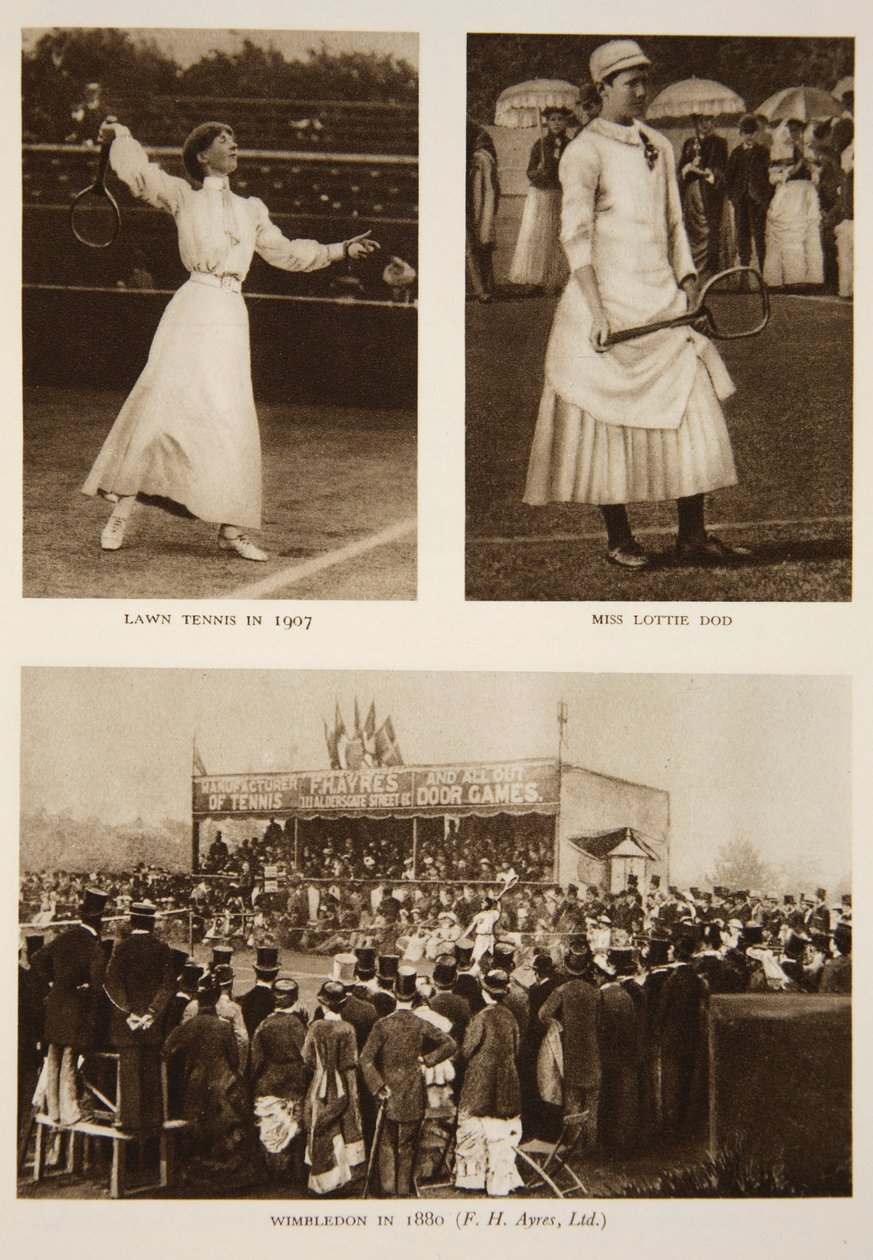 Lawn Tennis 1907, Miss Lottie Dod en Wimbledon in 1880, uit The Times door English Photographer