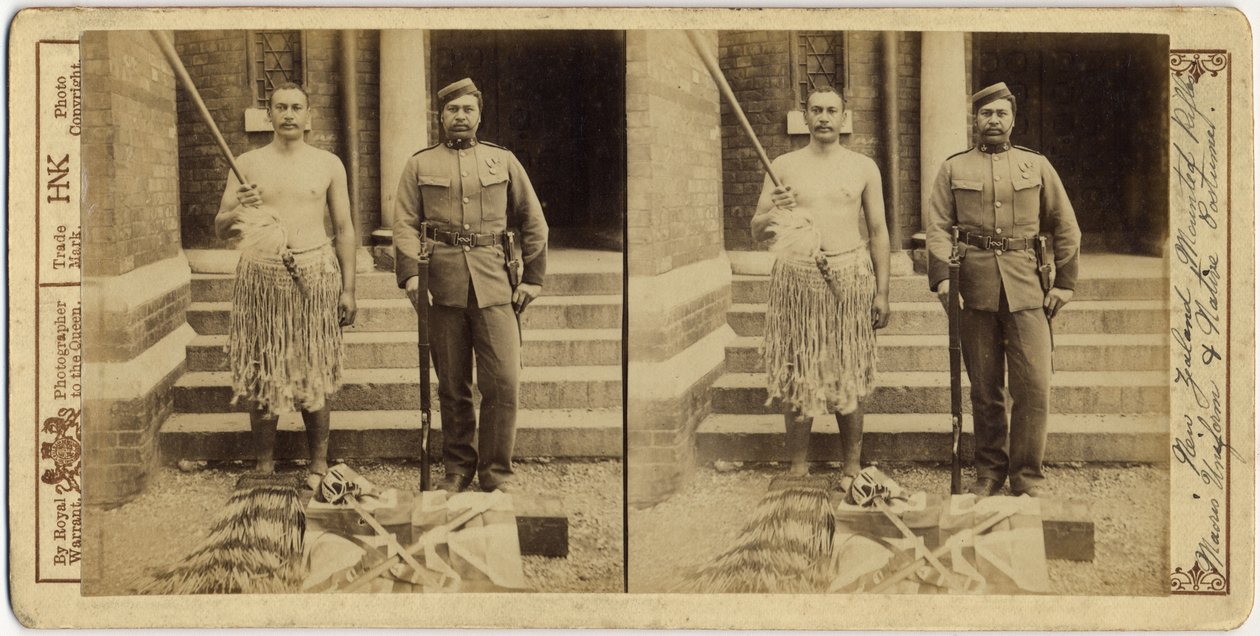 Nieuw-Zeelandse Bereden Geweerschutters. Maoris Uniform en Inheemse Kleding, 1897 door English Photographer