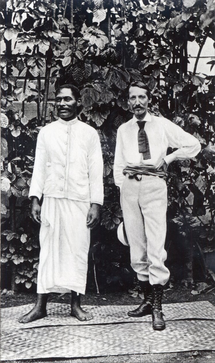 Robert Louis Stevenson en zijn vriend Tuimale Aliifono door English Photographer