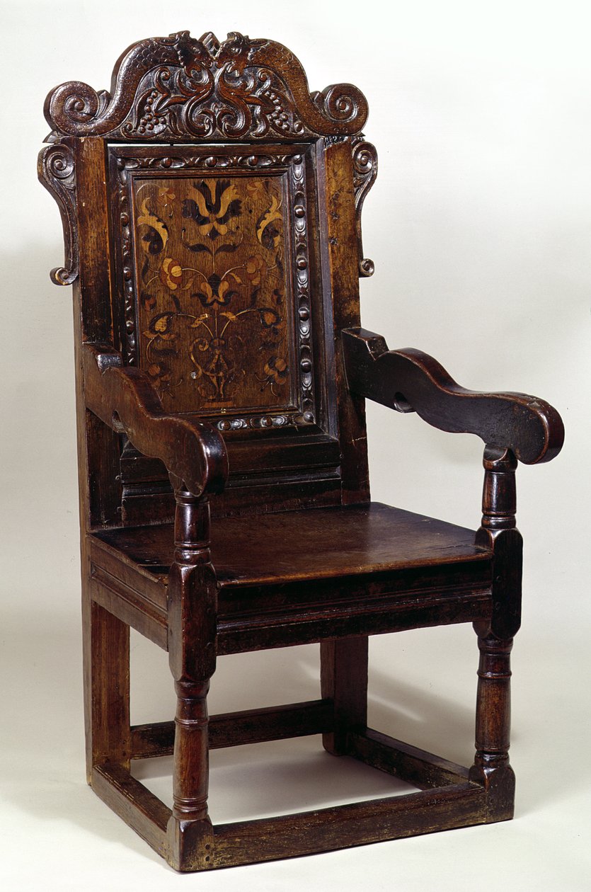 Een Charles I fauteuil, midden 1600s door English School