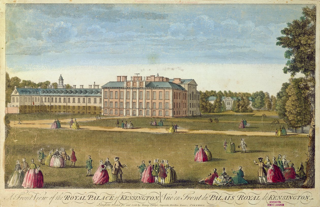 Een vooraanzicht van het Koninklijk Paleis van Kensington door English School
