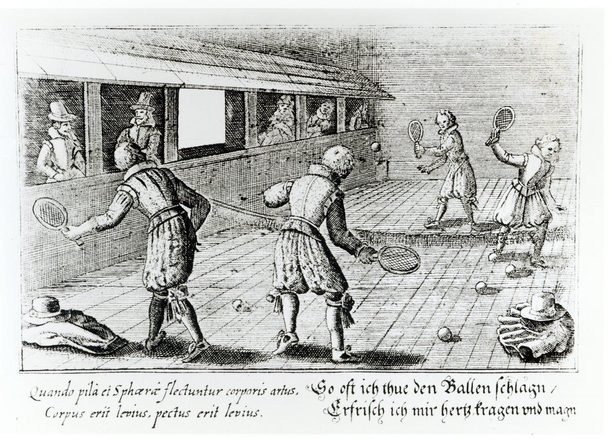 Een Spel Real Tennis met Sportballades eronder door English School