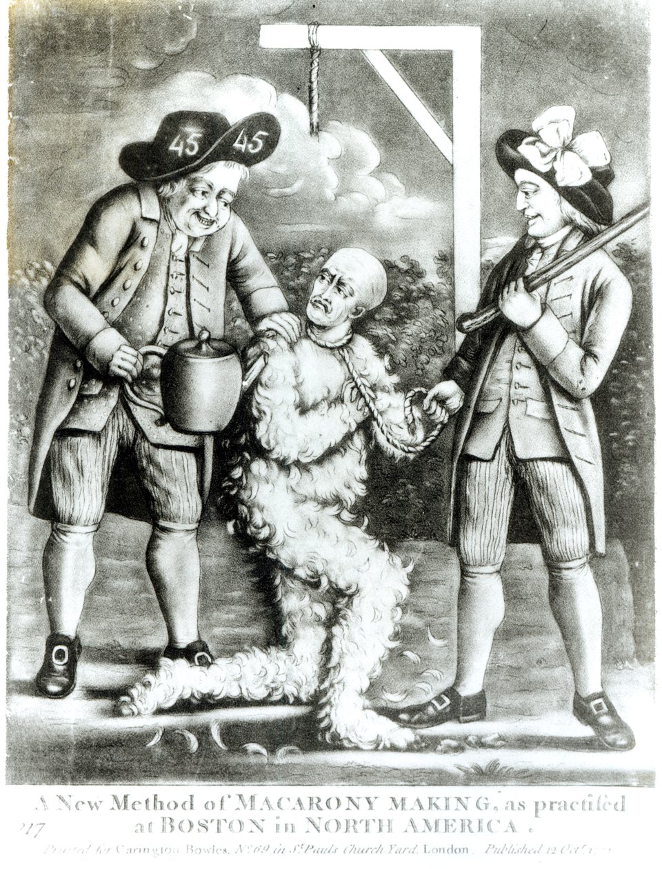 Een Nieuwe Methode van Macaroni Maken zoals Gepraktiseerd in Boston in Noord-Amerika, 12 oktober 1774 door English School