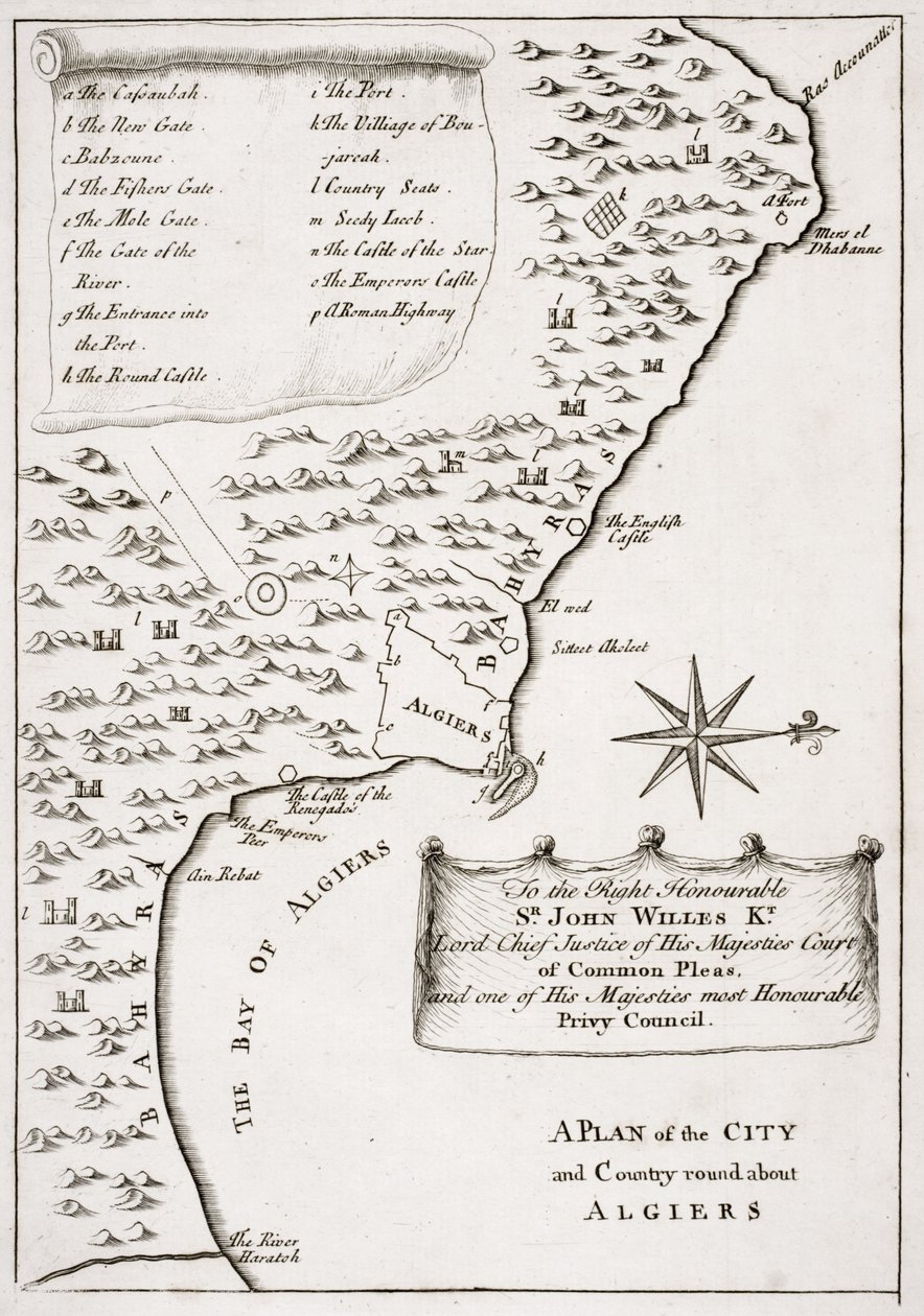 Een plan van de stad en het land rondom Algiers door English School