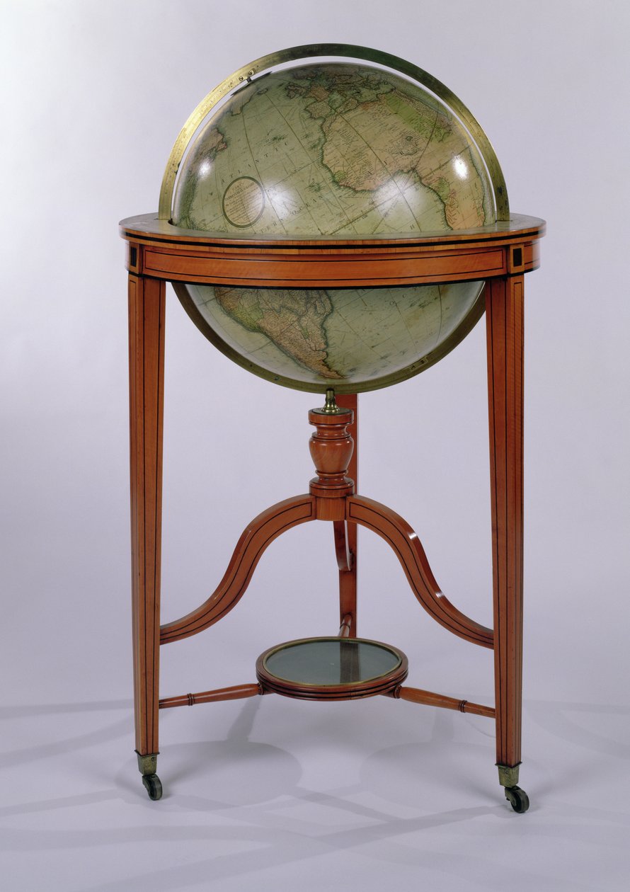 Een Regency Terrestrische Bibliotheek Globe op Mahoniehouten standaard, 1806 door English School