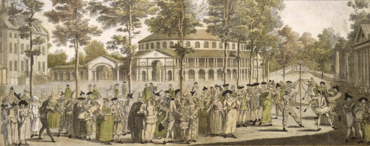 Een spektakel in Ranelagh Gardens, met de Rotunda op de achtergrond door English School