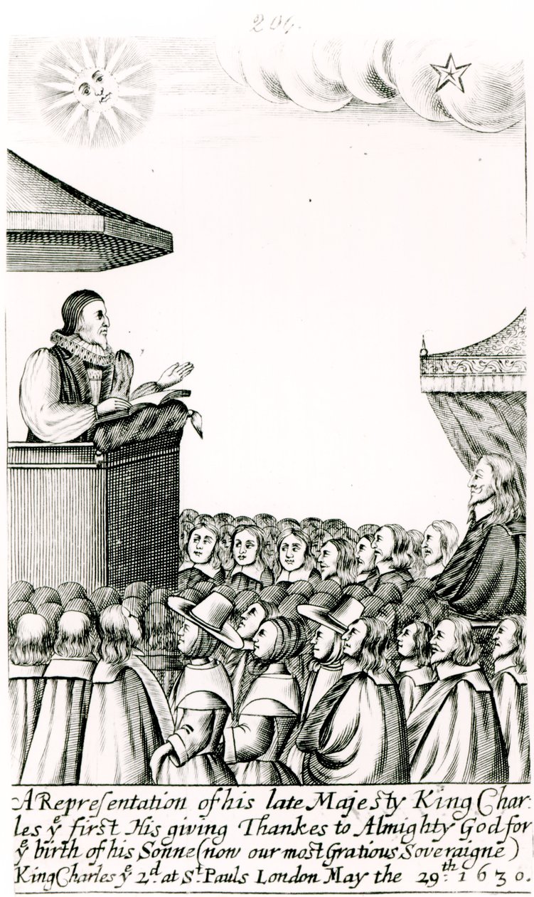 Aankondiging van de geboorte van de zoon van Karel I, 1630 door English School