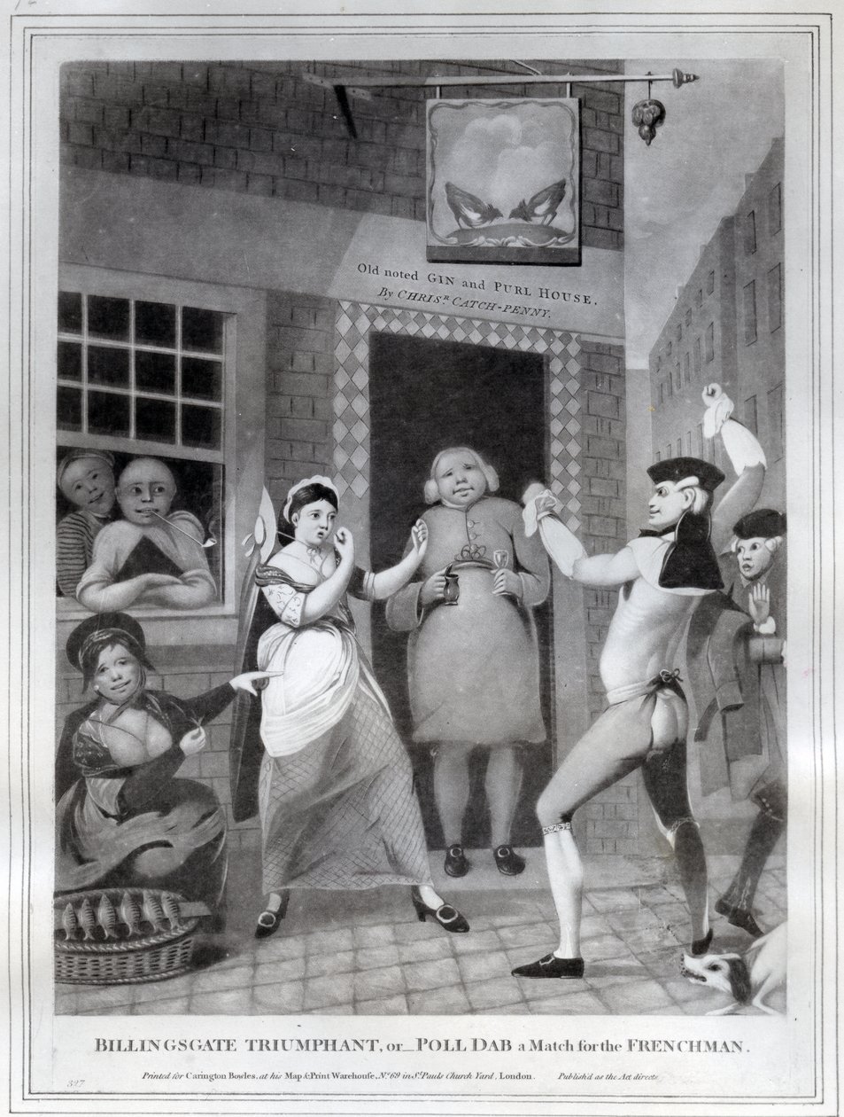 Billingsgate Triomfantelijk, of- Poll Dab een Wedstrijd voor de Fransman, 1775 door English School