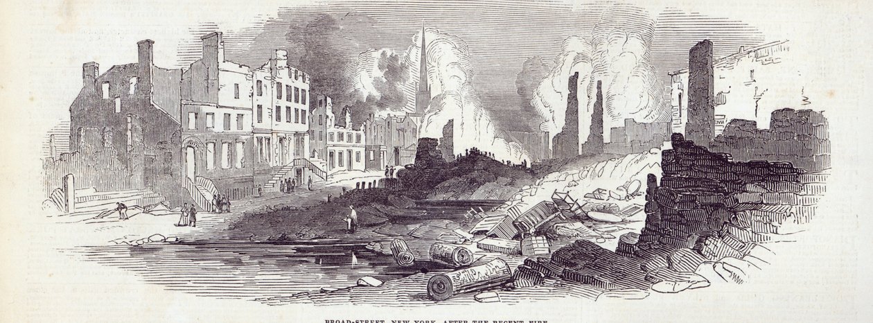 Broad-street, New York, na de recente brand, uit 