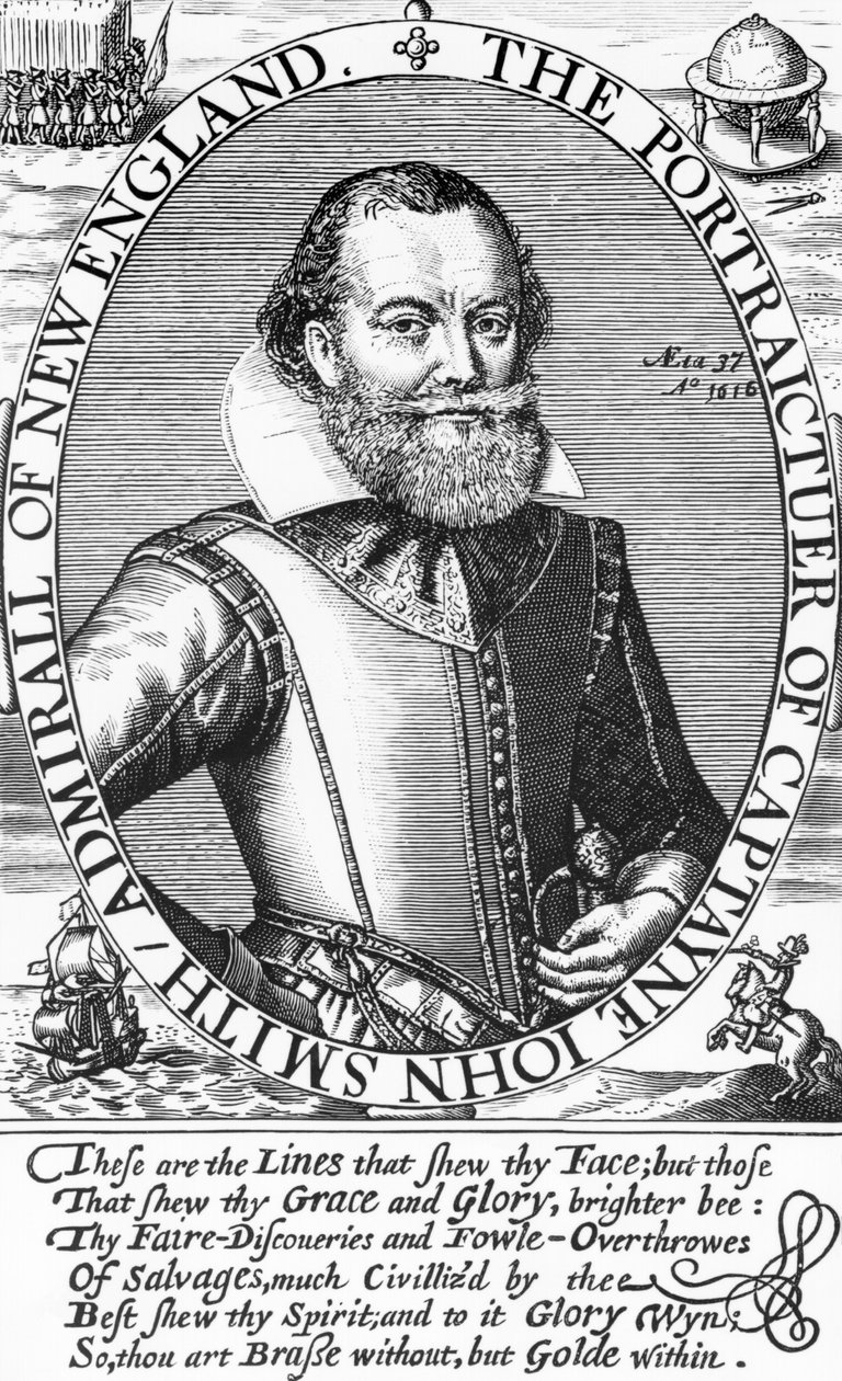 Kapitein John Smith, Eerste Gouverneur van Virginia, 1616 door English School