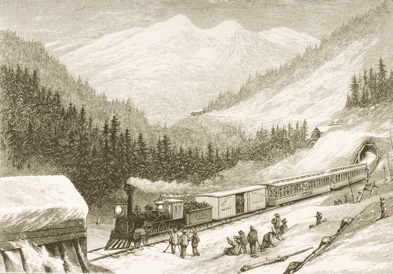 Het vervoeren van de post van de Verenigde Staten over de Sierra Nevada in 1870, uit 