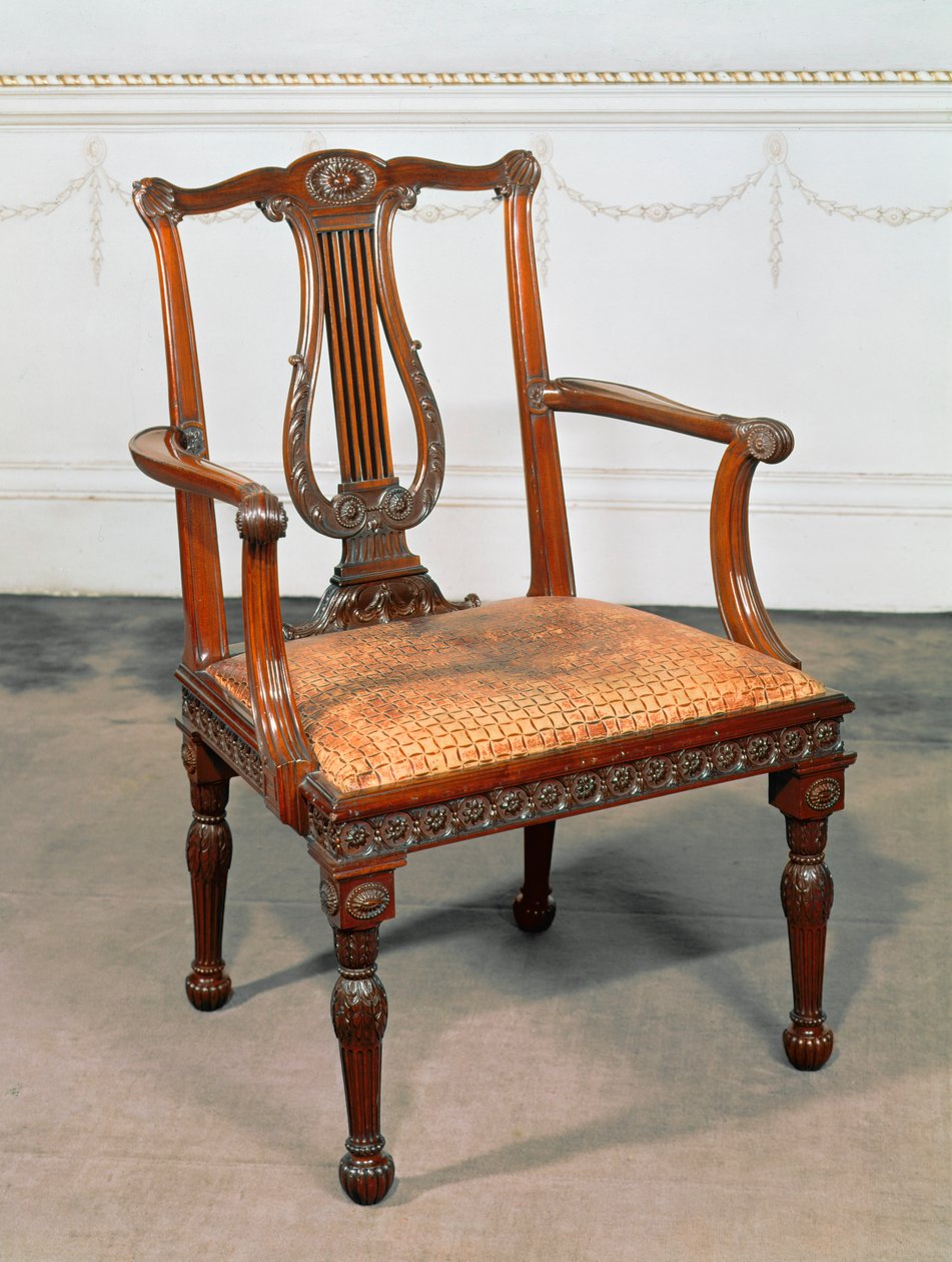 Gesneden lierstoel, geleverd door Chippendale, 1768 door English School