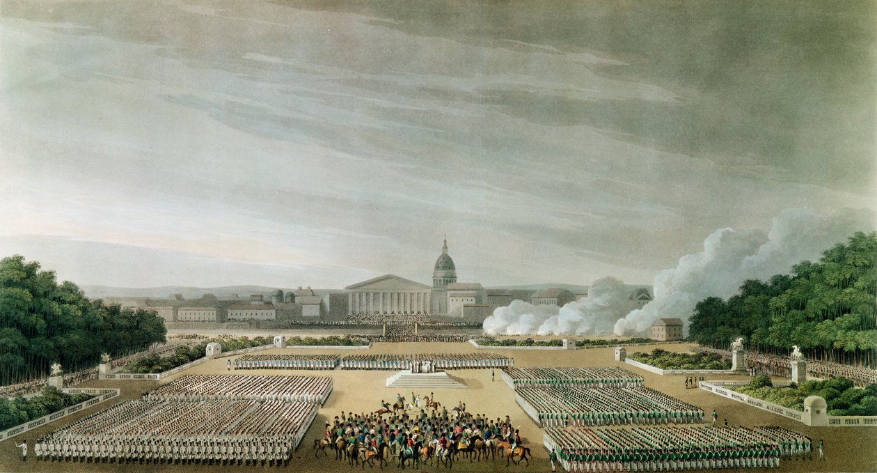 Ceremonie van de Te Deum door de Geallieerde Legers op het Louis XV-plein, Parijs, op 10 april 1814 door English School