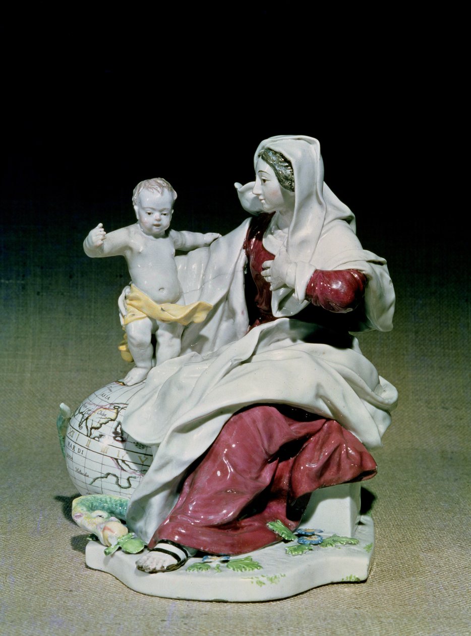 Chelsea figuur van Madonna en Kind, Red Anchor periode, c.1755 (porselein) door English School