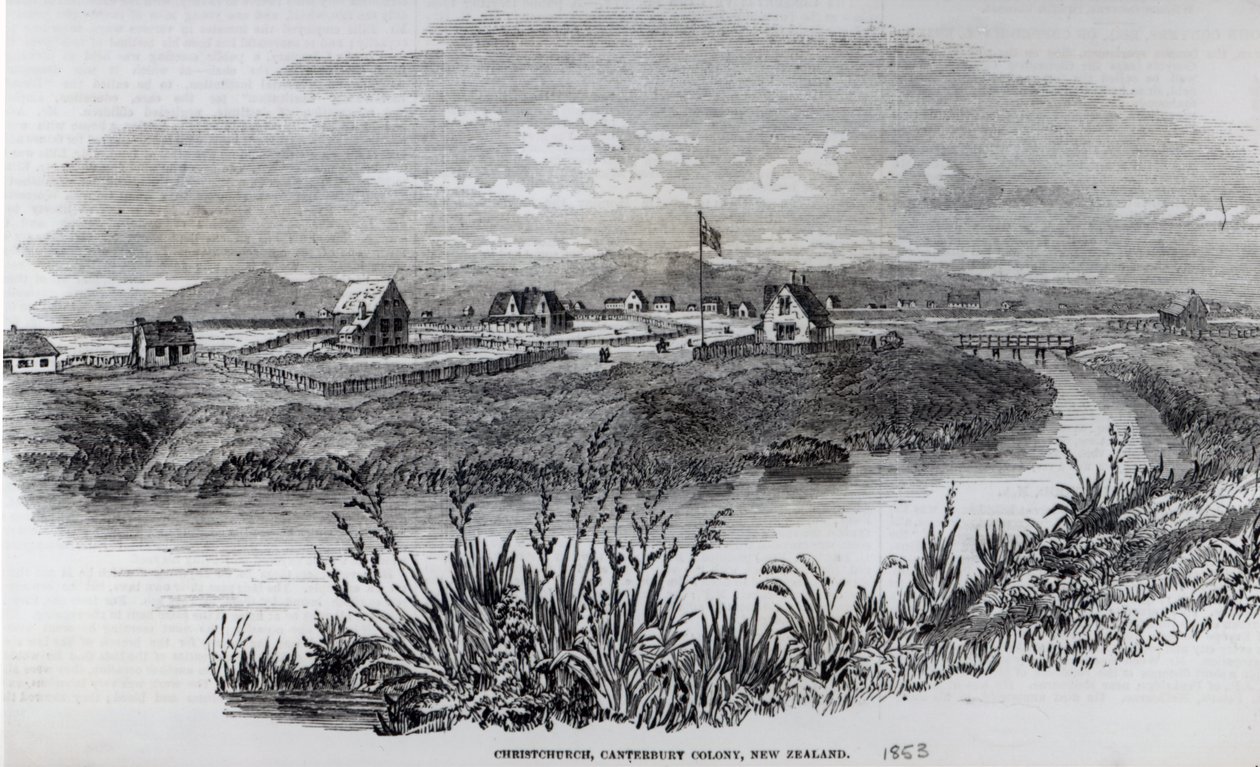 Christchurch, Canterbury Kolonie, Nieuw-Zeeland, uit 
