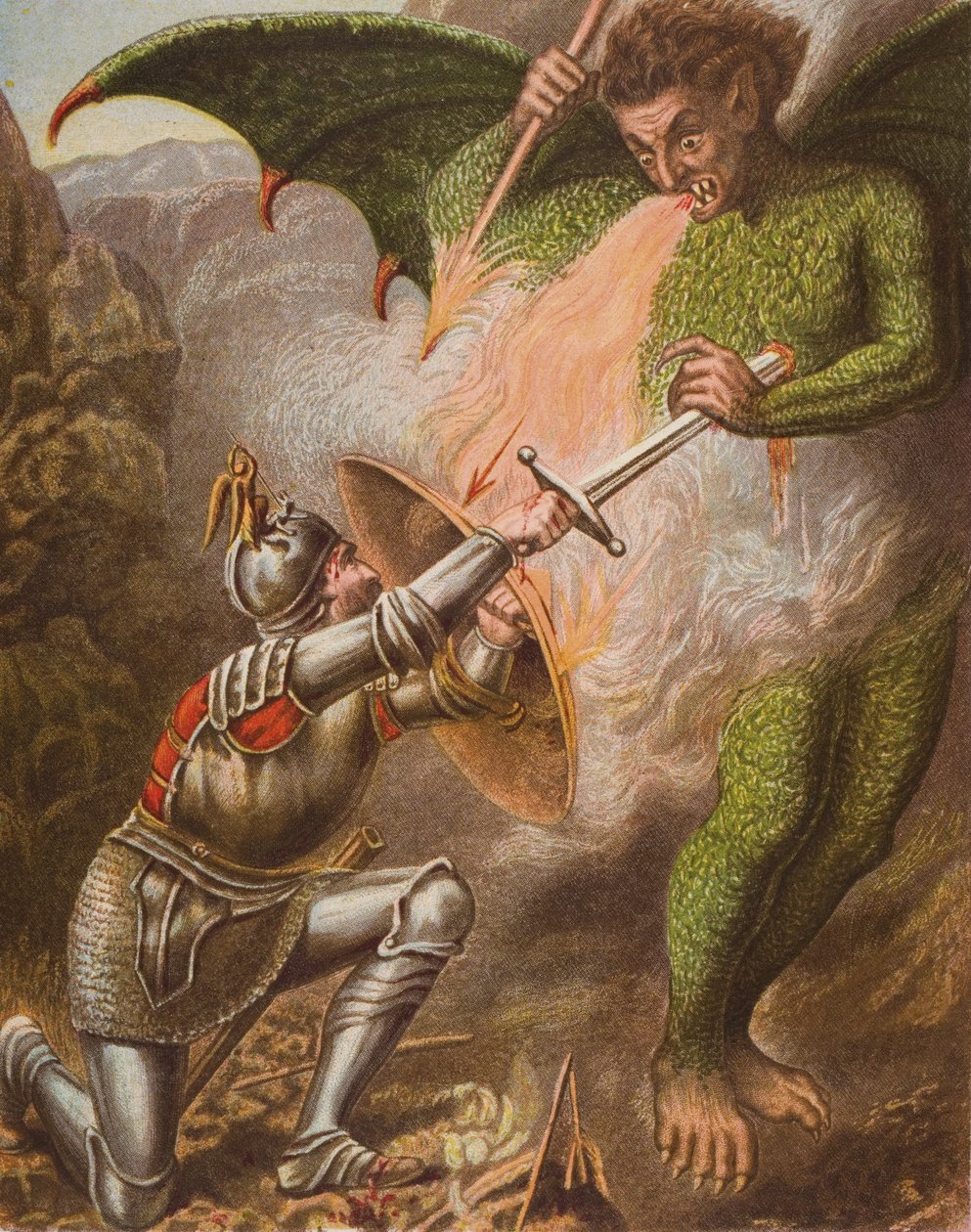 Christens conflict met Apollyon, illustratie uit 