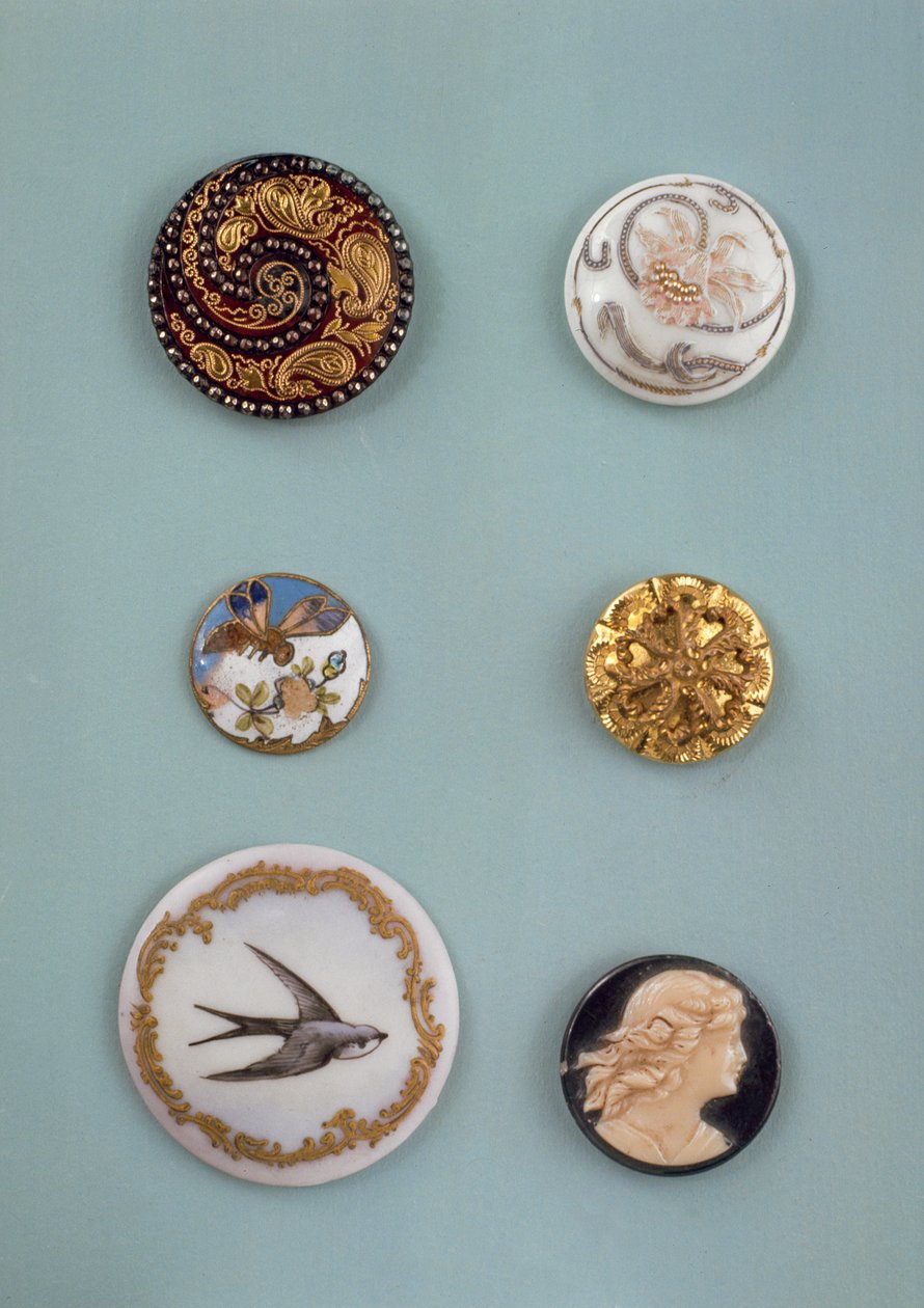 Collectie knopen, Engels, midden 19e eeuw door English School