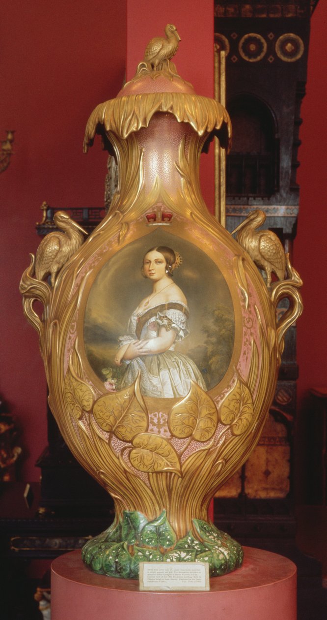 Herdenkingsvaas met een portret van Koningin Victoria, 1851 door English School