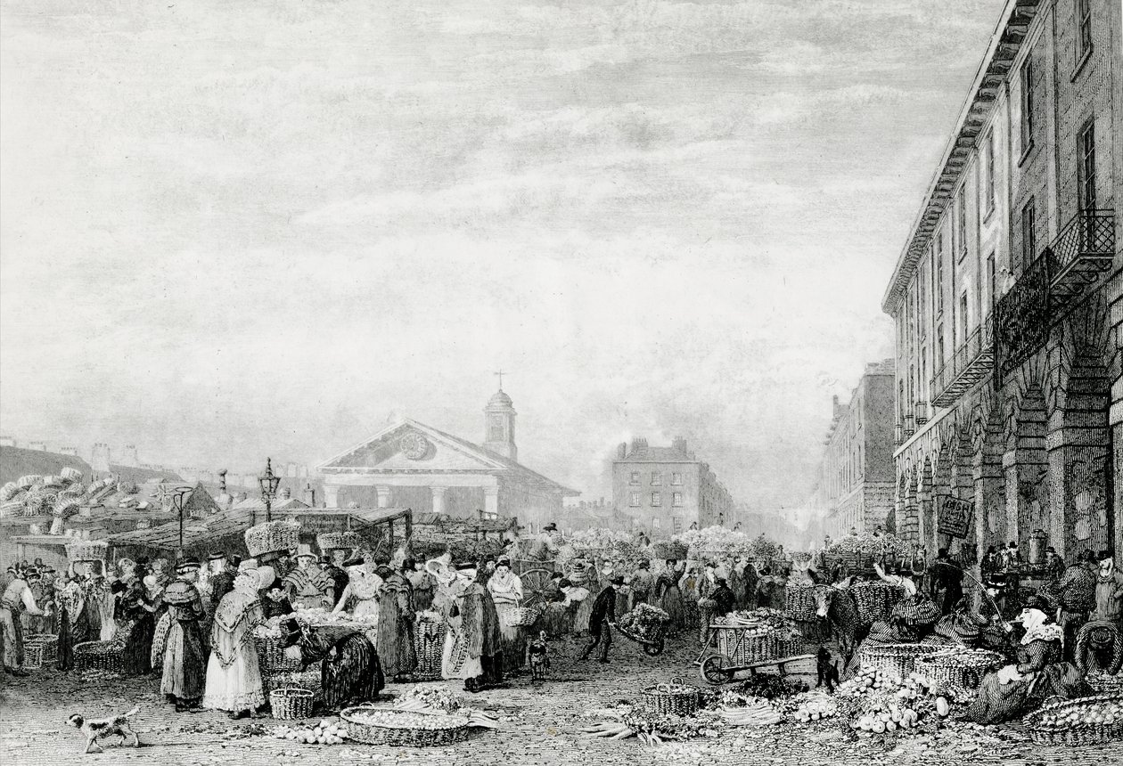 Covent Garden markt, 1824 door English School