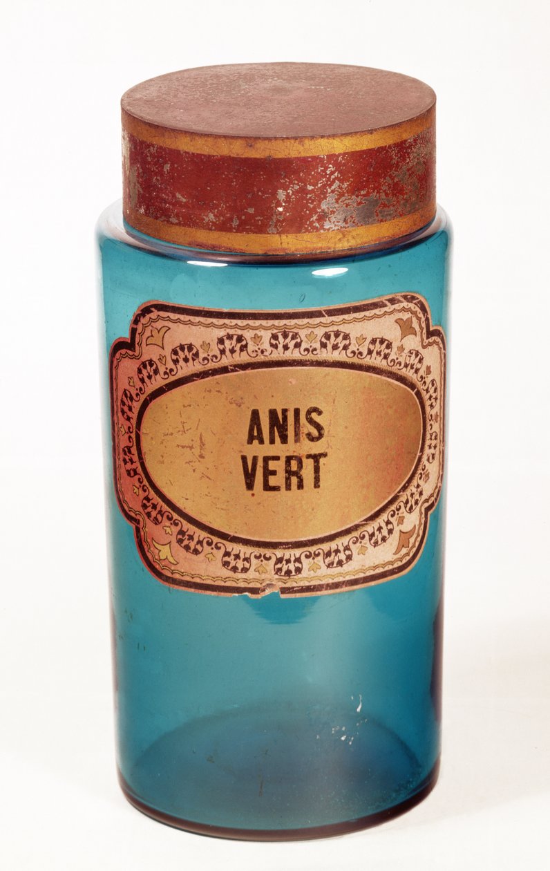 Medicijnpot, met label voor Anis Vert, ca. 1860 door English School