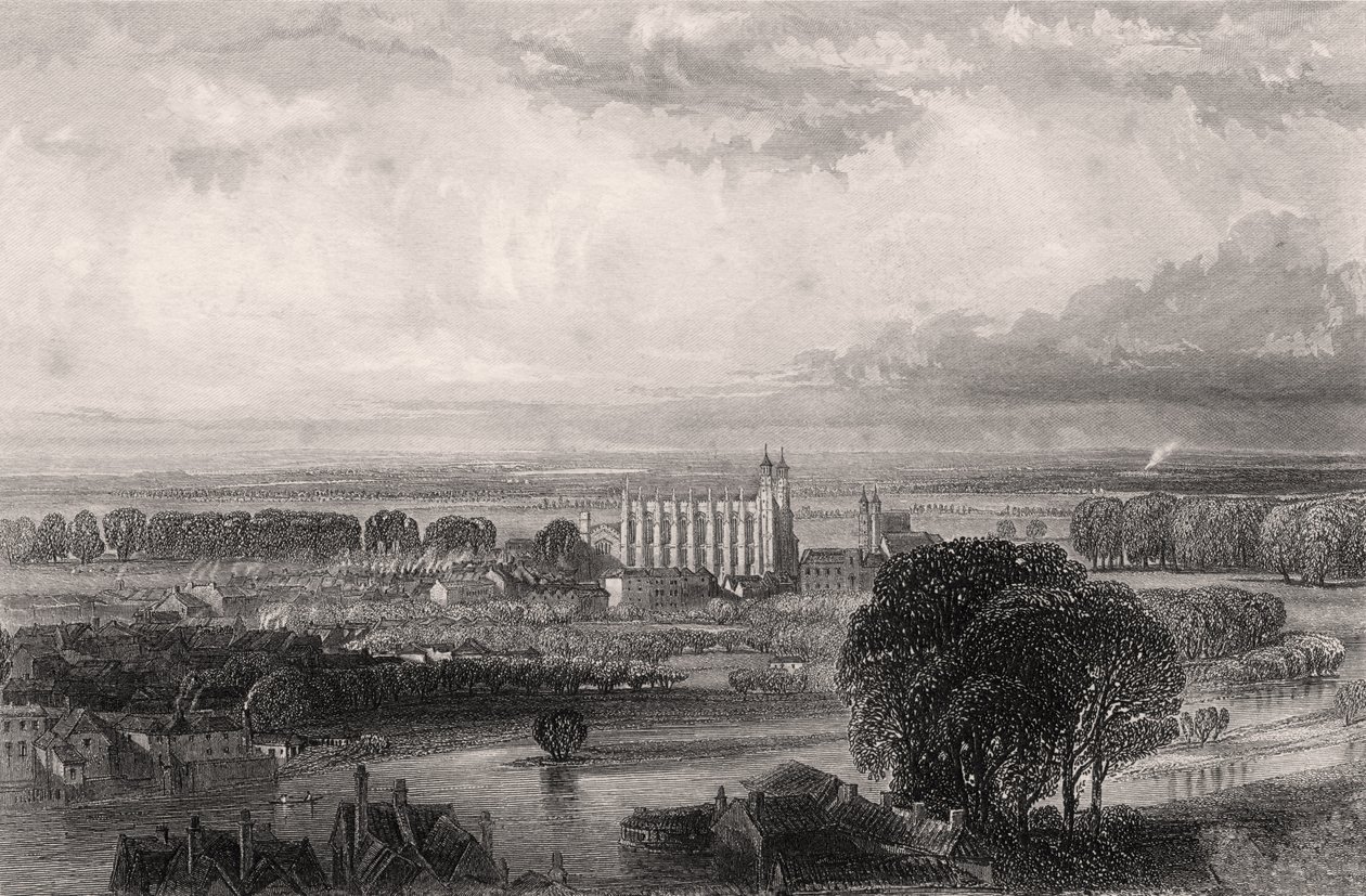 Eton gezien vanaf het terras van Windsor Castle, illustratie uit 