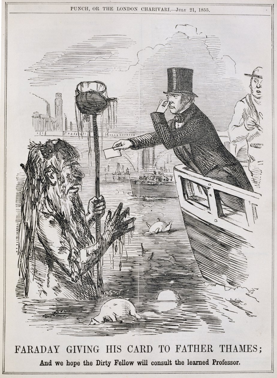 Faraday geeft zijn kaart aan Father Thames, uit 