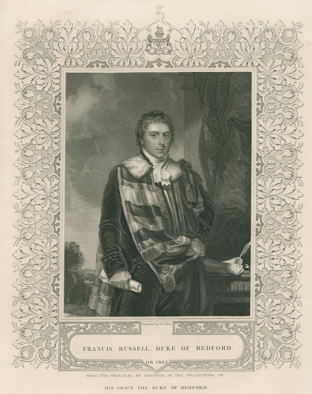 Francis Russell (1765-1802) 5e hertog van Bedford, gegraveerd door W. T. Mote door English School