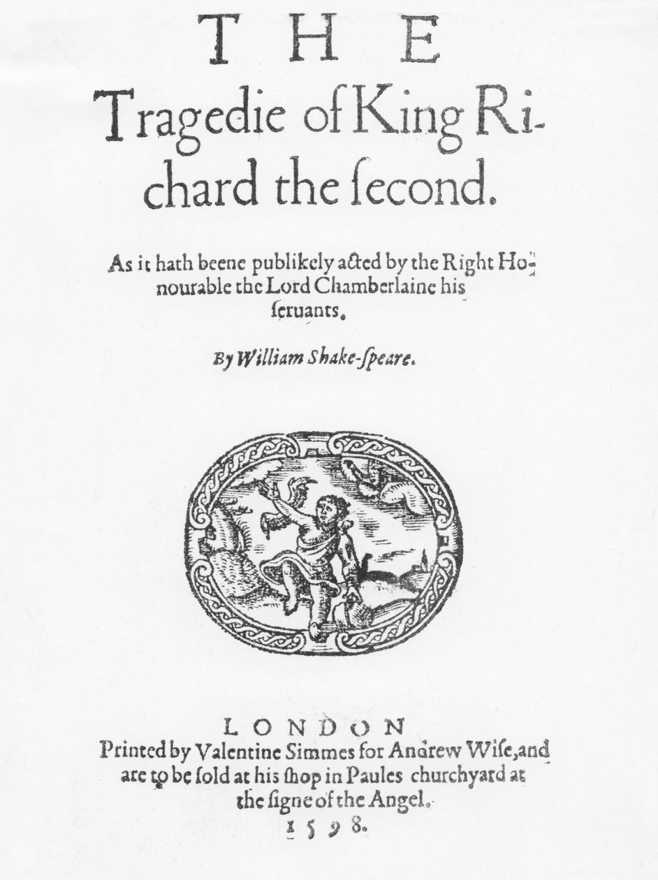 Frontispice voor The Tragedy of King Richard the Second, door William Shakespeare, 1598 door English School