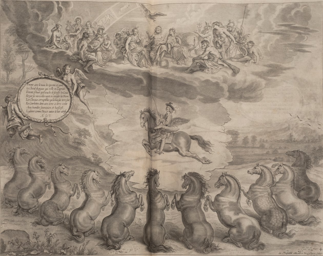 Illustratie uit A General System of Horsemanship, door William Cavendish, 1658 door English School