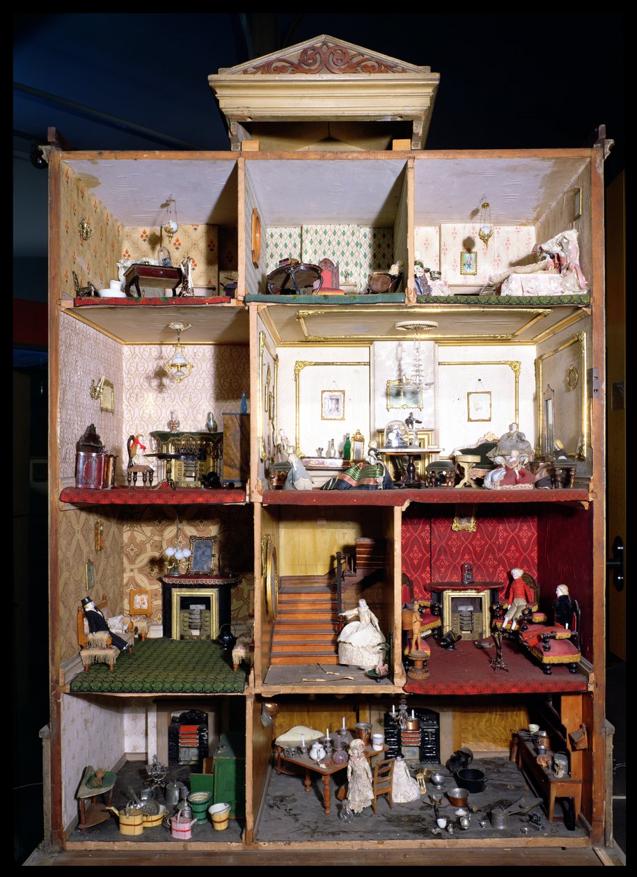 Interieur van poppenhuis, 1840 door English School