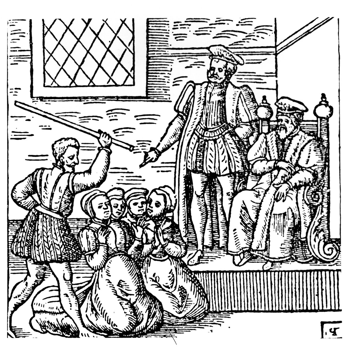 James I (1566-1625) van Engeland en VI van Schotland onderzoekt de North Berwick heksen, uit 