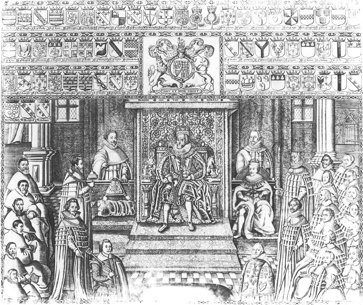 James I van Engeland (1566-1625) aan het hof door English School